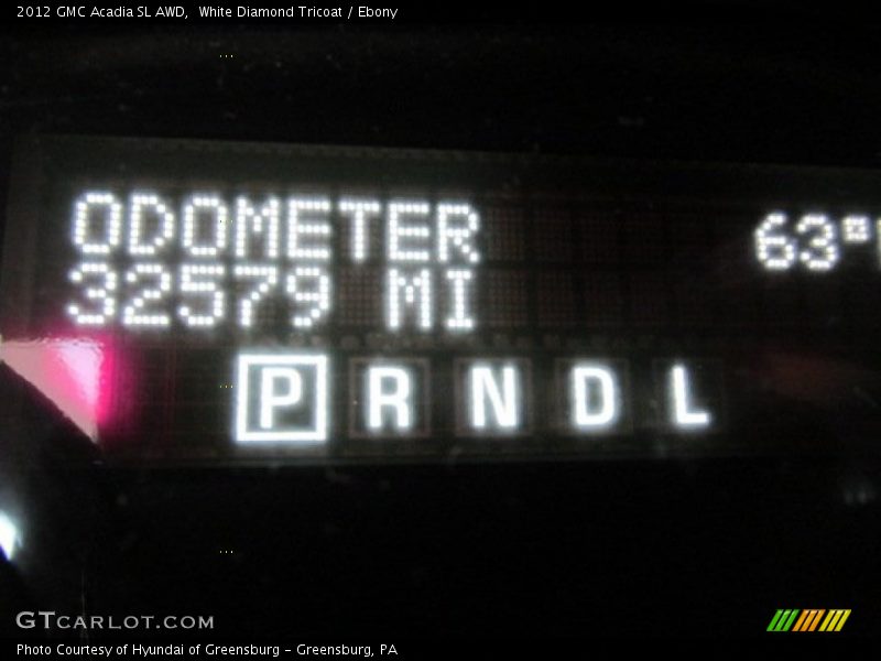 White Diamond Tricoat / Ebony 2012 GMC Acadia SL AWD