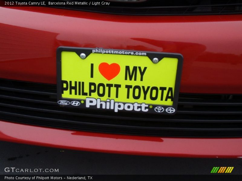 Barcelona Red Metallic / Light Gray 2012 Toyota Camry LE