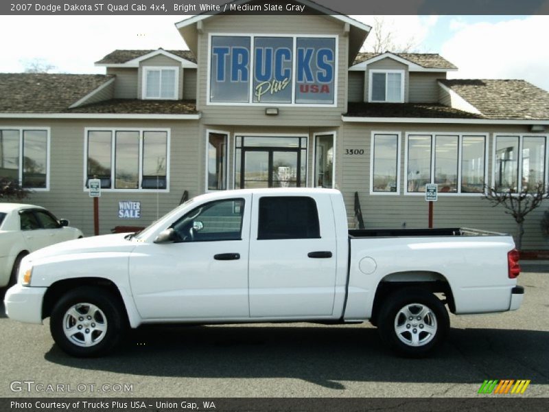 Bright White / Medium Slate Gray 2007 Dodge Dakota ST Quad Cab 4x4