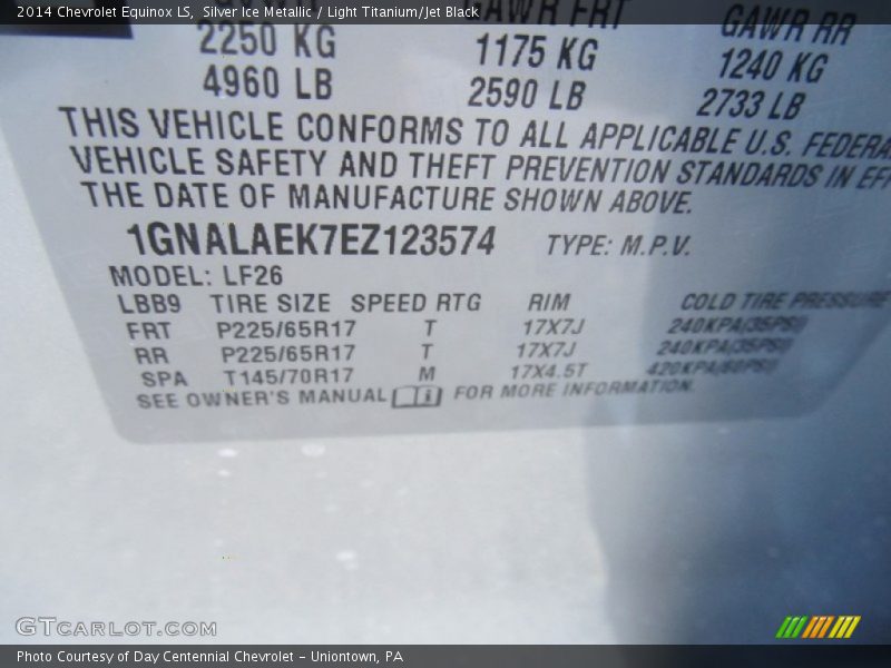 Silver Ice Metallic / Light Titanium/Jet Black 2014 Chevrolet Equinox LS