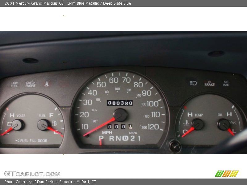Light Blue Metallic / Deep Slate Blue 2001 Mercury Grand Marquis GS