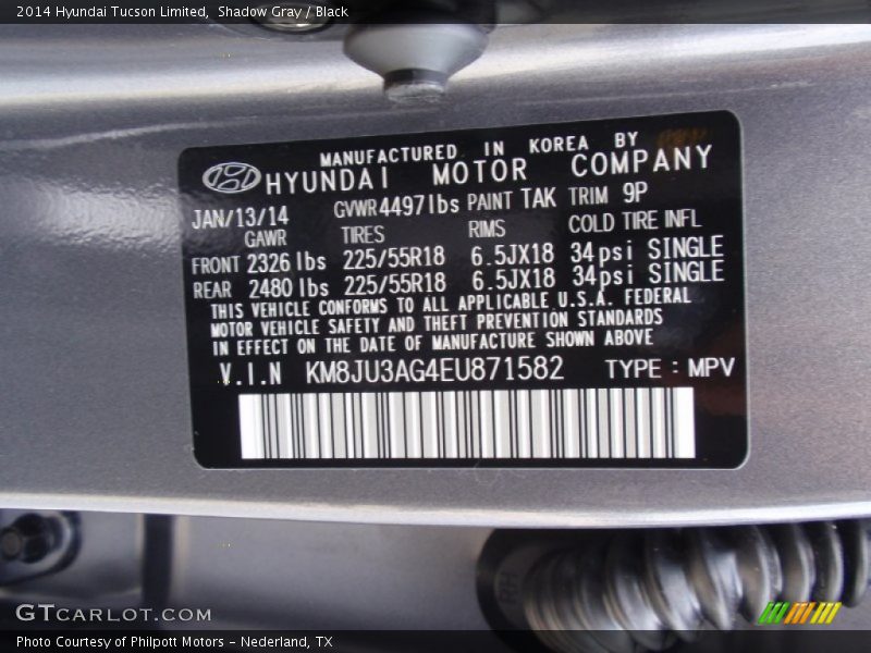 Shadow Gray / Black 2014 Hyundai Tucson Limited