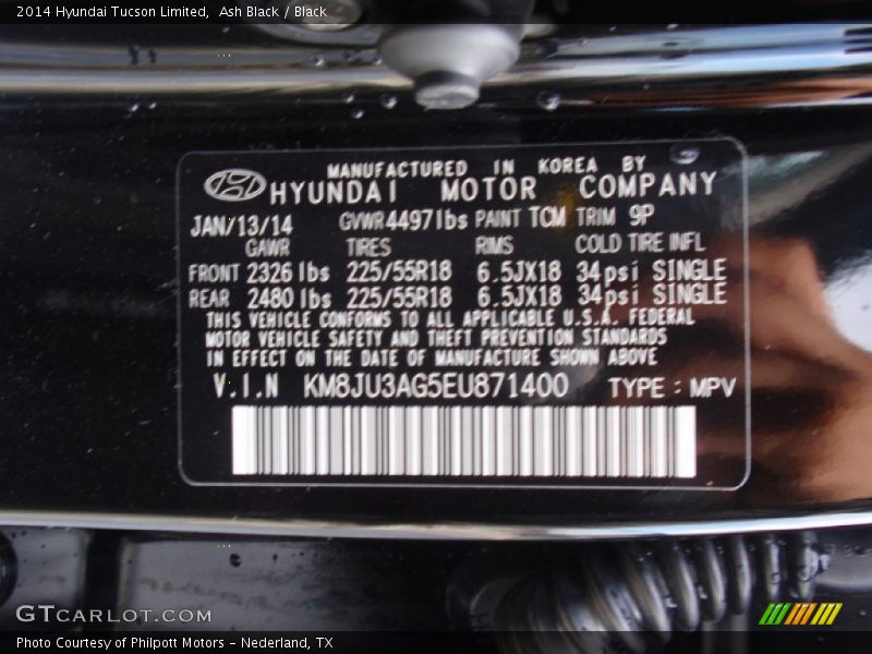 Ash Black / Black 2014 Hyundai Tucson Limited