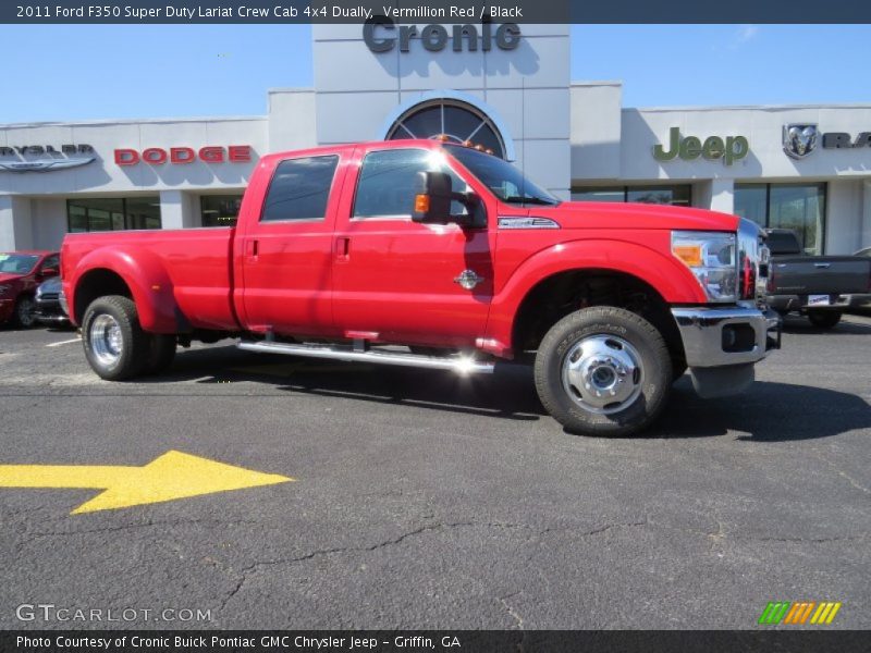 Vermillion Red / Black 2011 Ford F350 Super Duty Lariat Crew Cab 4x4 Dually