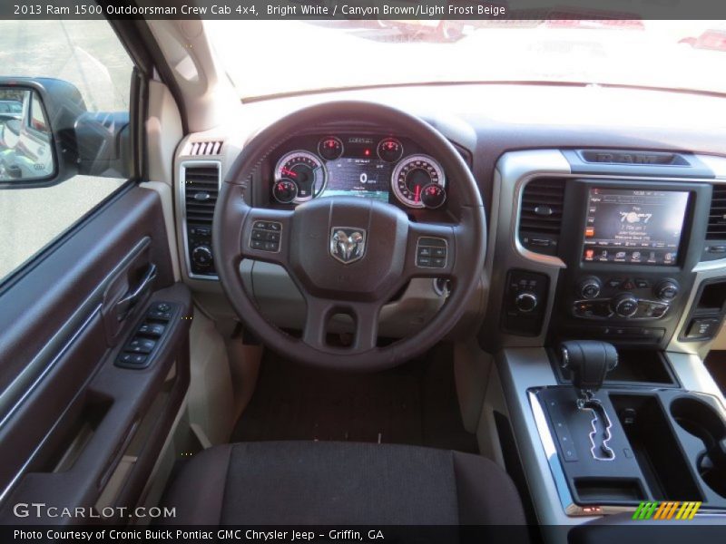 Bright White / Canyon Brown/Light Frost Beige 2013 Ram 1500 Outdoorsman Crew Cab 4x4