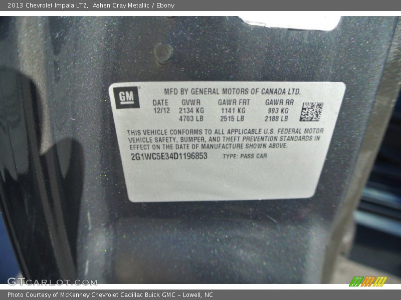 Ashen Gray Metallic / Ebony 2013 Chevrolet Impala LTZ
