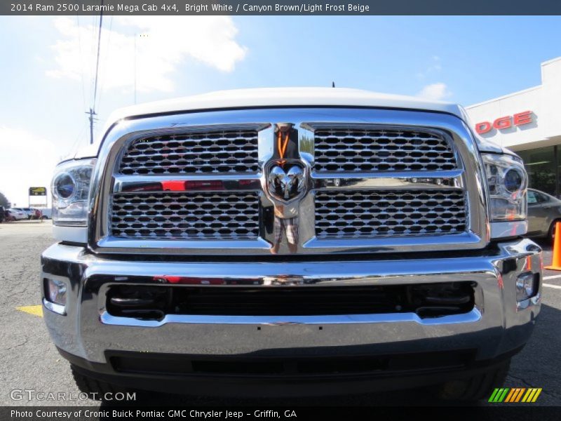 Bright White / Canyon Brown/Light Frost Beige 2014 Ram 2500 Laramie Mega Cab 4x4