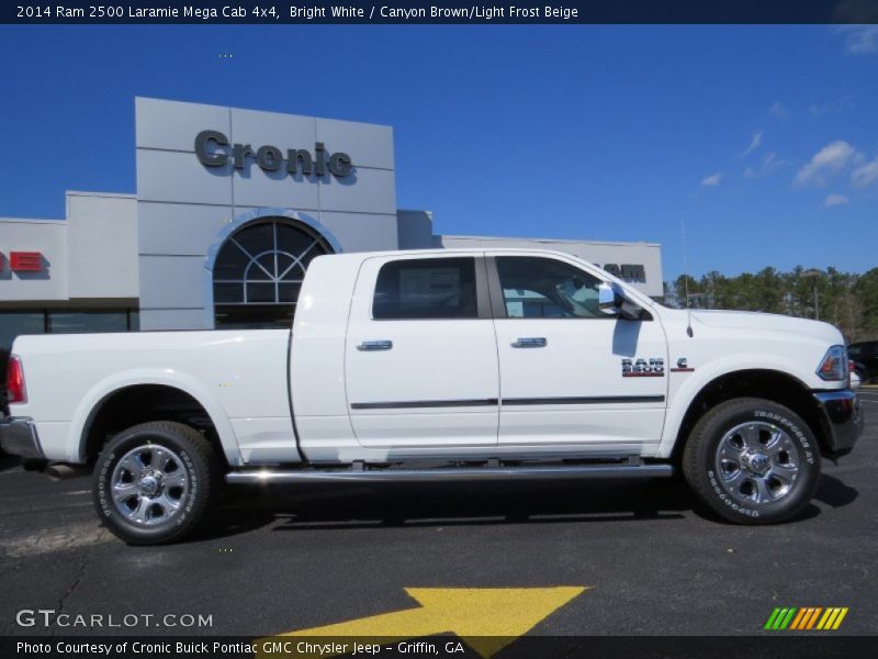 Bright White / Canyon Brown/Light Frost Beige 2014 Ram 2500 Laramie Mega Cab 4x4