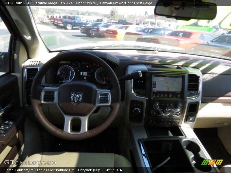 Bright White / Canyon Brown/Light Frost Beige 2014 Ram 2500 Laramie Mega Cab 4x4