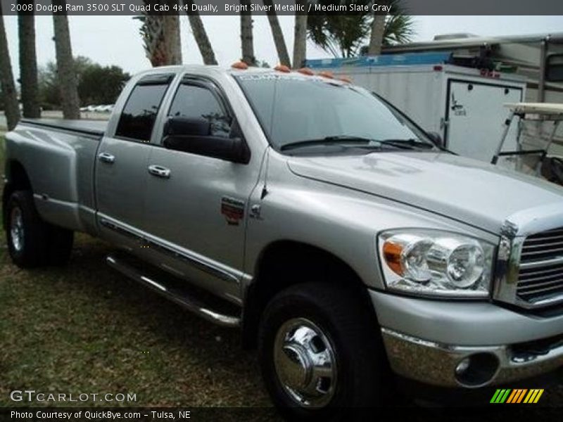 Bright Silver Metallic / Medium Slate Gray 2008 Dodge Ram 3500 SLT Quad Cab 4x4 Dually