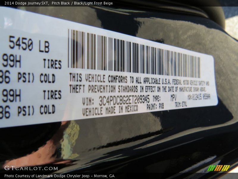 Pitch Black / Black/Light Frost Beige 2014 Dodge Journey SXT