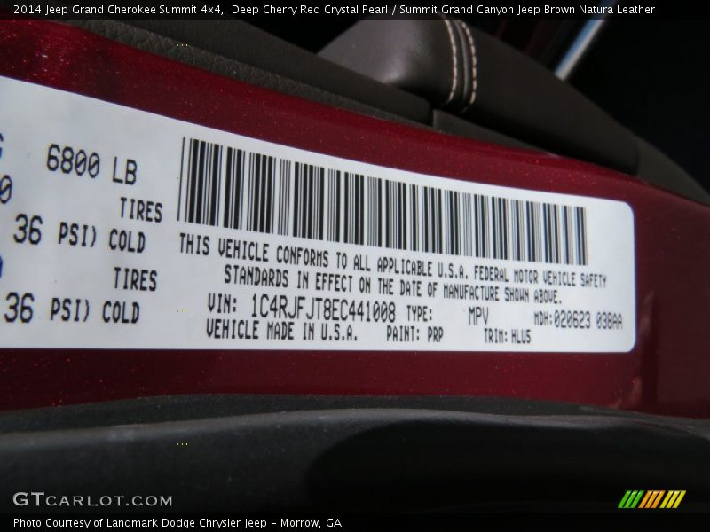 Deep Cherry Red Crystal Pearl / Summit Grand Canyon Jeep Brown Natura Leather 2014 Jeep Grand Cherokee Summit 4x4