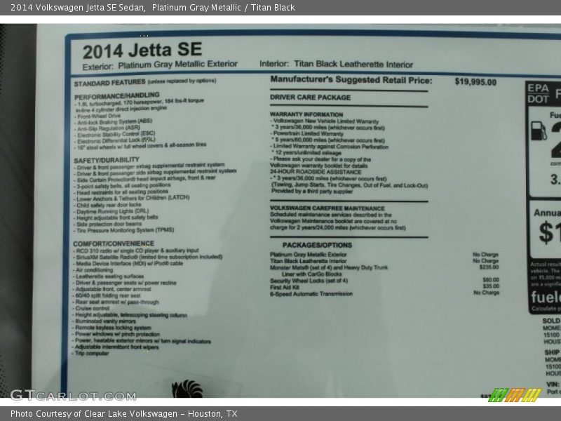 Platinum Gray Metallic / Titan Black 2014 Volkswagen Jetta SE Sedan