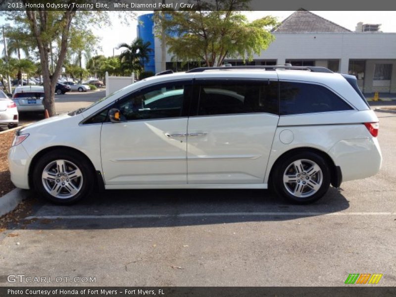 White Diamond Pearl / Gray 2013 Honda Odyssey Touring Elite