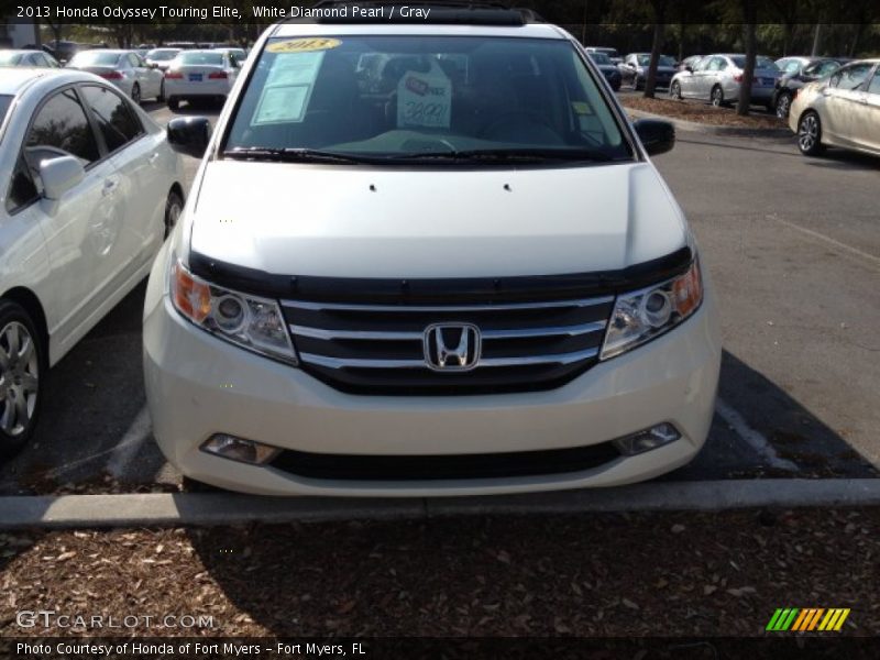 White Diamond Pearl / Gray 2013 Honda Odyssey Touring Elite