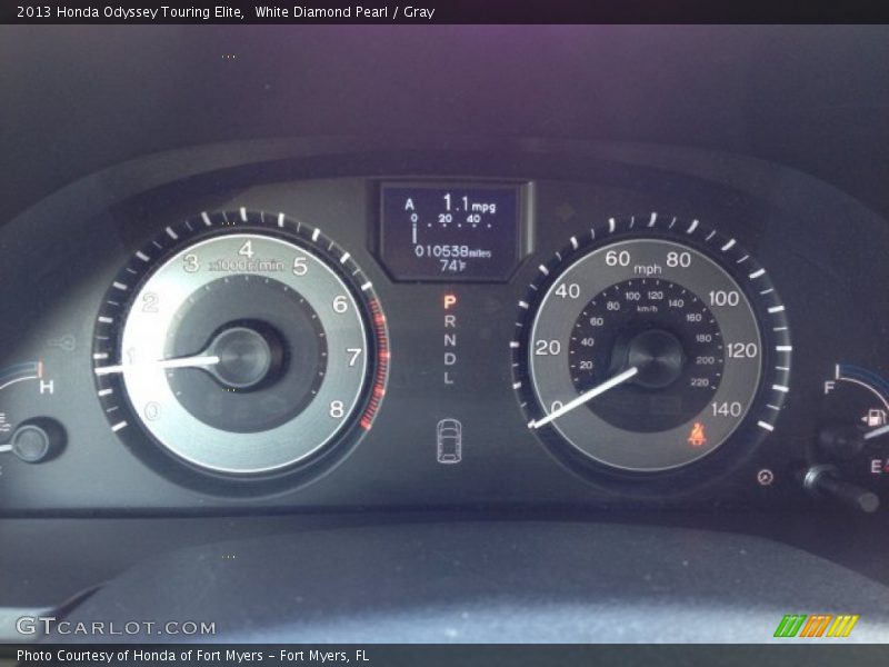 White Diamond Pearl / Gray 2013 Honda Odyssey Touring Elite