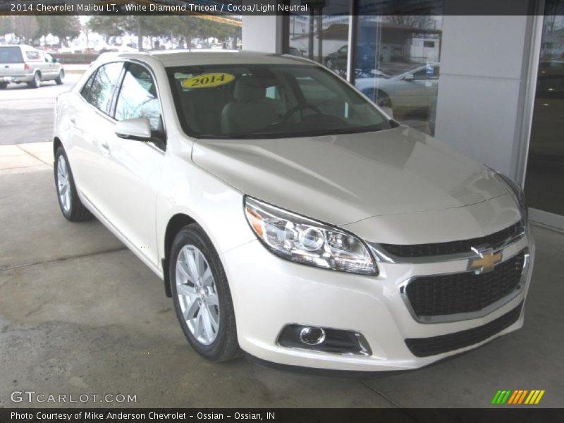 White Diamond Tricoat / Cocoa/Light Neutral 2014 Chevrolet Malibu LT