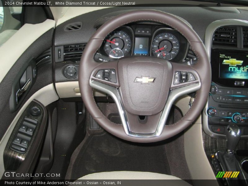 White Diamond Tricoat / Cocoa/Light Neutral 2014 Chevrolet Malibu LT