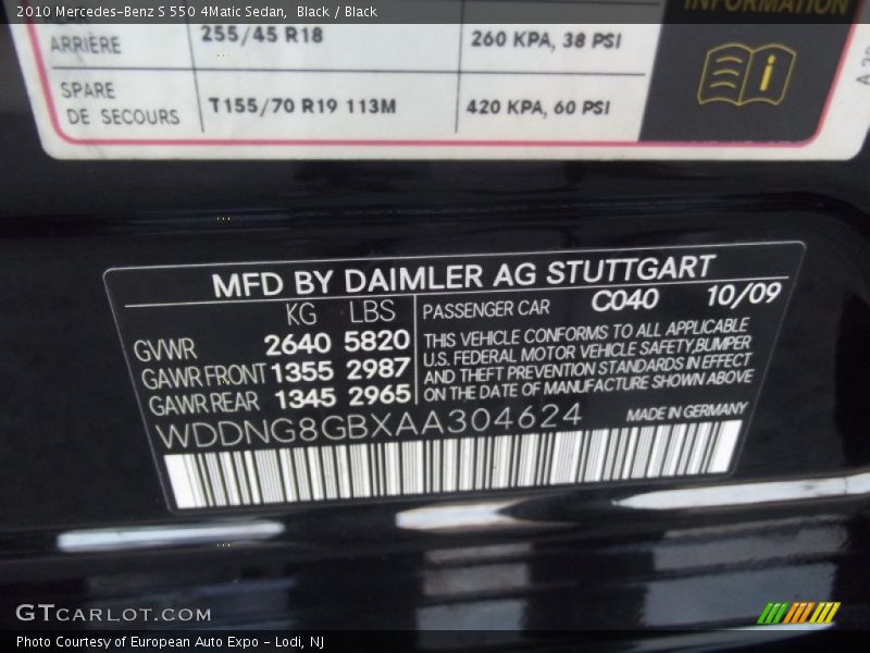 Black / Black 2010 Mercedes-Benz S 550 4Matic Sedan