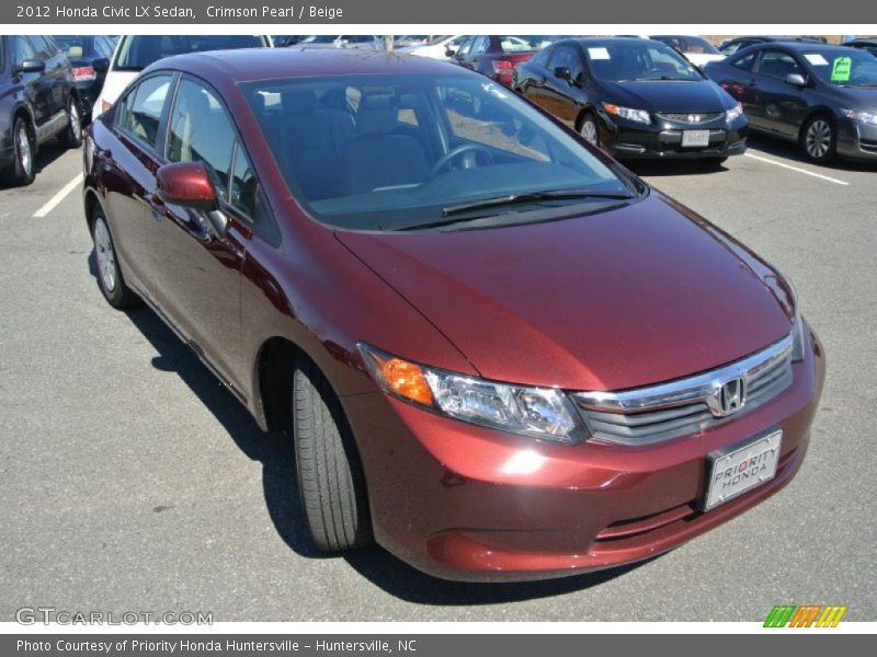 Crimson Pearl / Beige 2012 Honda Civic LX Sedan