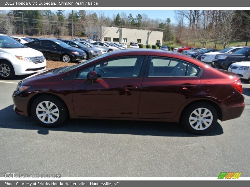 Crimson Pearl / Beige 2012 Honda Civic LX Sedan