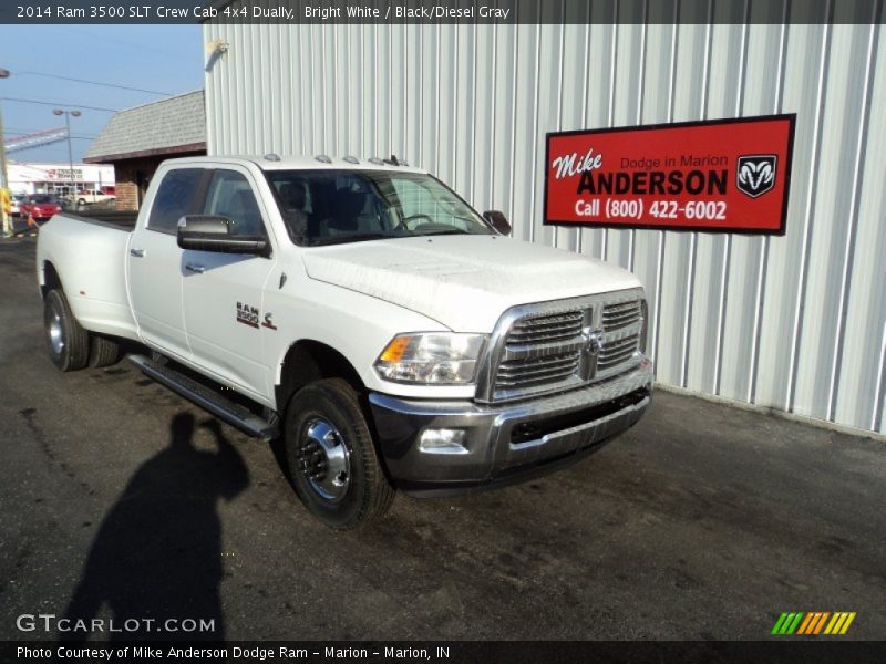 Bright White / Black/Diesel Gray 2014 Ram 3500 SLT Crew Cab 4x4 Dually