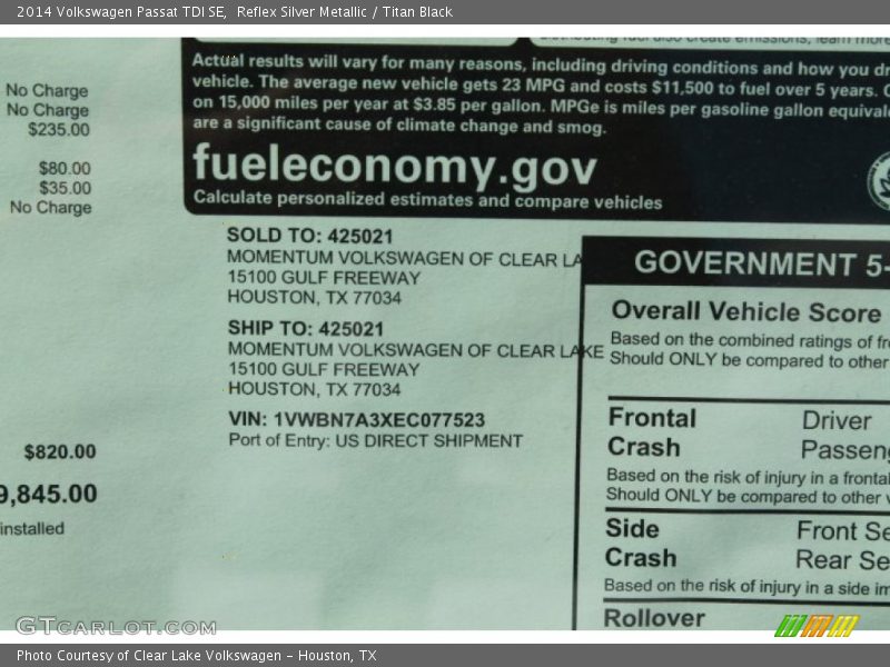 Reflex Silver Metallic / Titan Black 2014 Volkswagen Passat TDI SE