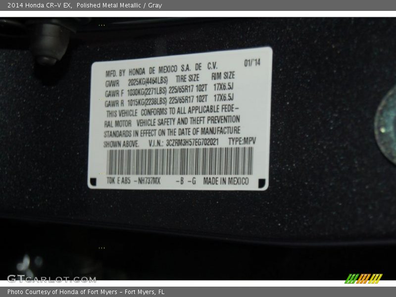Polished Metal Metallic / Gray 2014 Honda CR-V EX