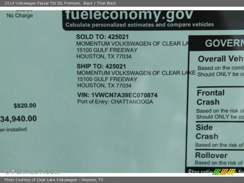 Black / Titan Black 2014 Volkswagen Passat TDI SEL Premium