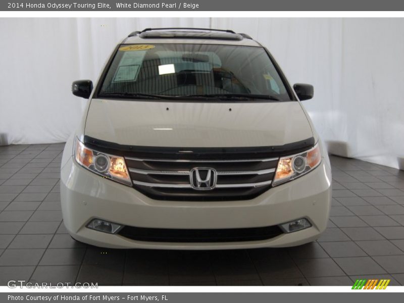 White Diamond Pearl / Beige 2014 Honda Odyssey Touring Elite
