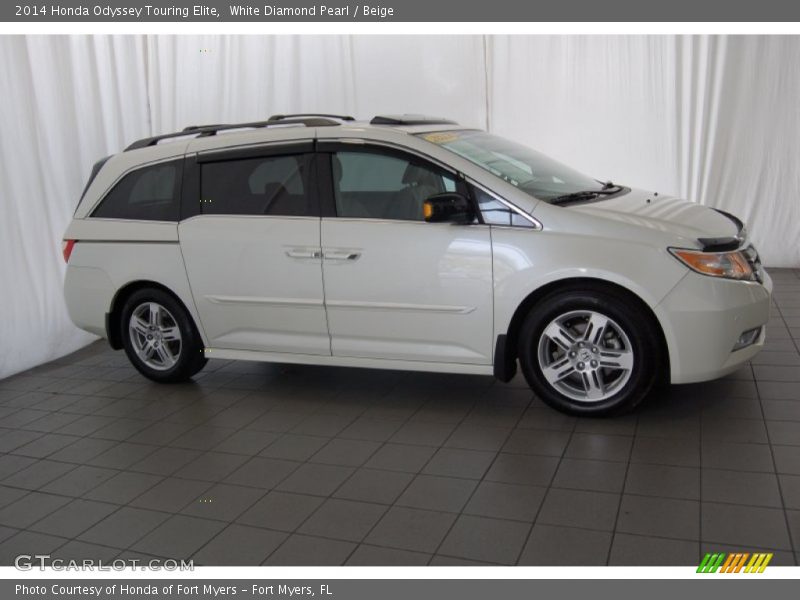White Diamond Pearl / Beige 2014 Honda Odyssey Touring Elite