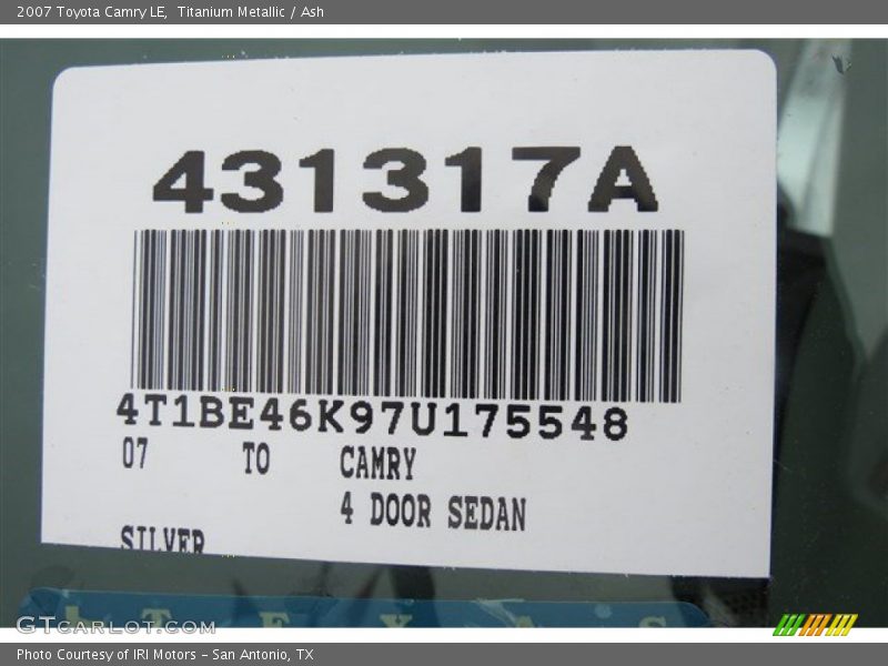 Titanium Metallic / Ash 2007 Toyota Camry LE