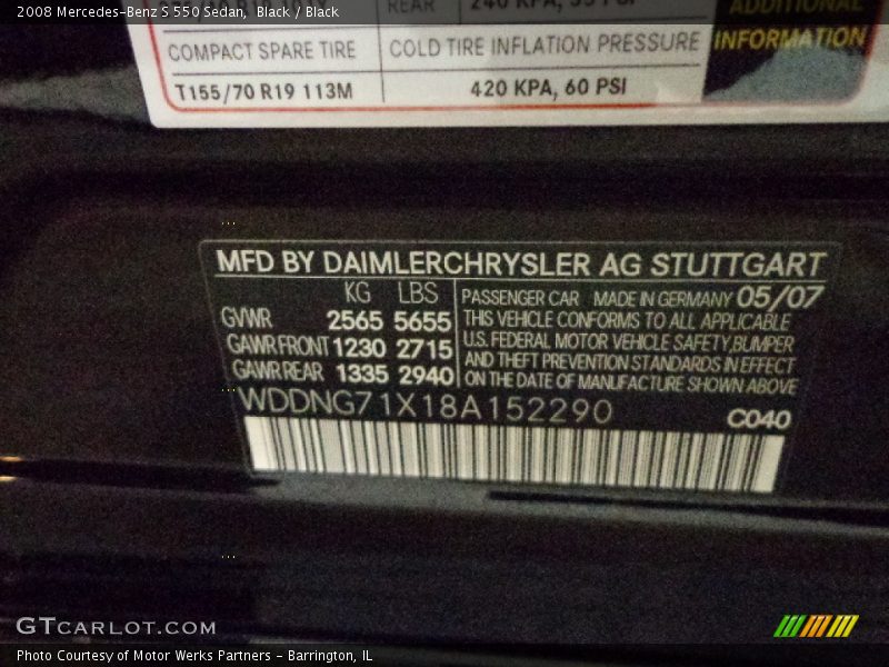 Black / Black 2008 Mercedes-Benz S 550 Sedan