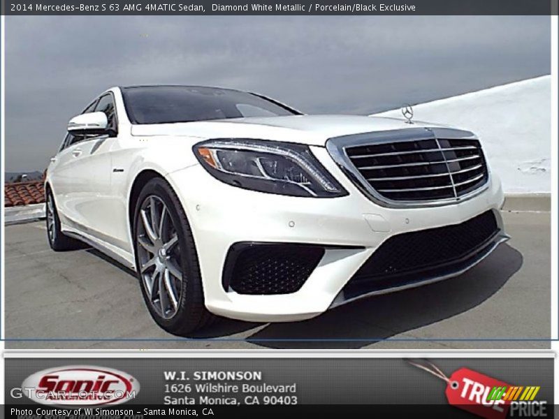 Diamond White Metallic / Porcelain/Black Exclusive 2014 Mercedes-Benz S 63 AMG 4MATIC Sedan