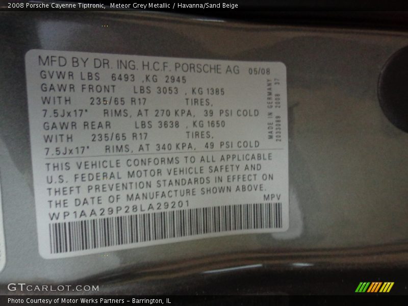 Meteor Grey Metallic / Havanna/Sand Beige 2008 Porsche Cayenne Tiptronic