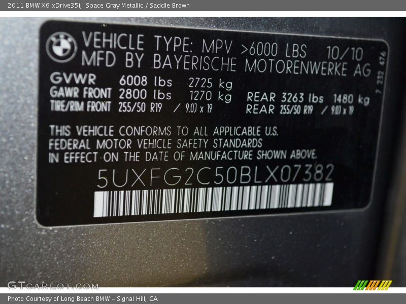 Space Gray Metallic / Saddle Brown 2011 BMW X6 xDrive35i