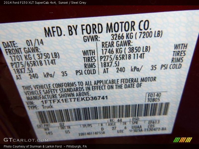 Sunset / Steel Grey 2014 Ford F150 XLT SuperCab 4x4
