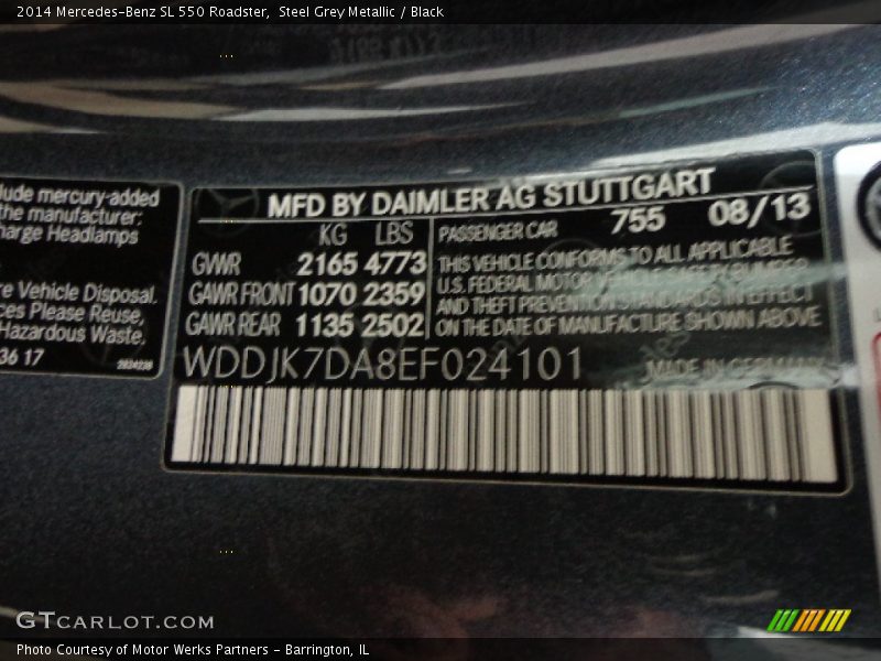Steel Grey Metallic / Black 2014 Mercedes-Benz SL 550 Roadster