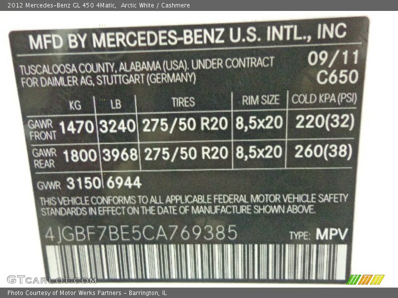 Arctic White / Cashmere 2012 Mercedes-Benz GL 450 4Matic