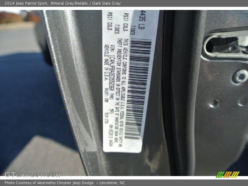 Mineral Gray Metallic / Dark Slate Gray 2014 Jeep Patriot Sport