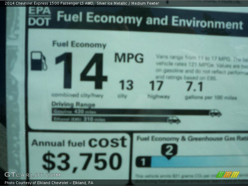 Silver Ice Metallic / Medium Pewter 2014 Chevrolet Express 1500 Passenger LS AWD