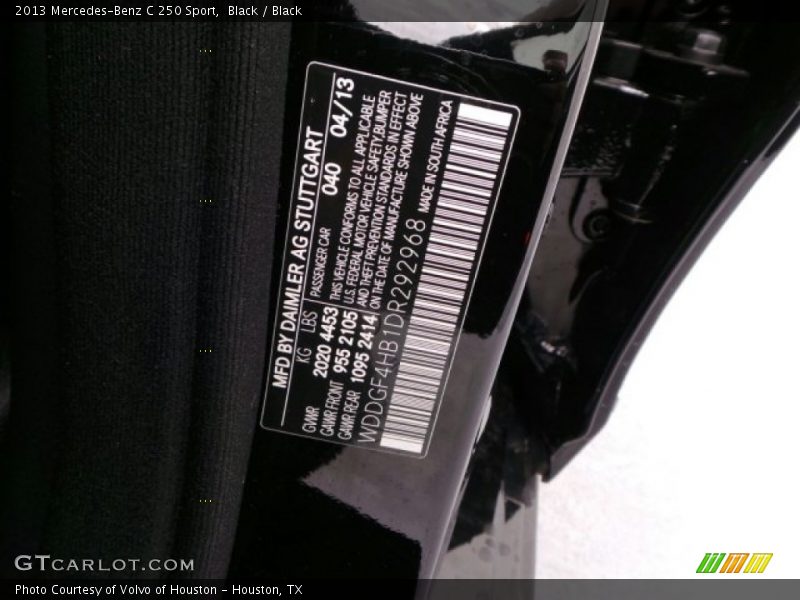 Black / Black 2013 Mercedes-Benz C 250 Sport