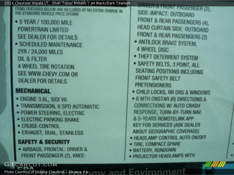 Silver Topaz Metallic / Jet Black/Dark Titanium 2014 Chevrolet Impala LT