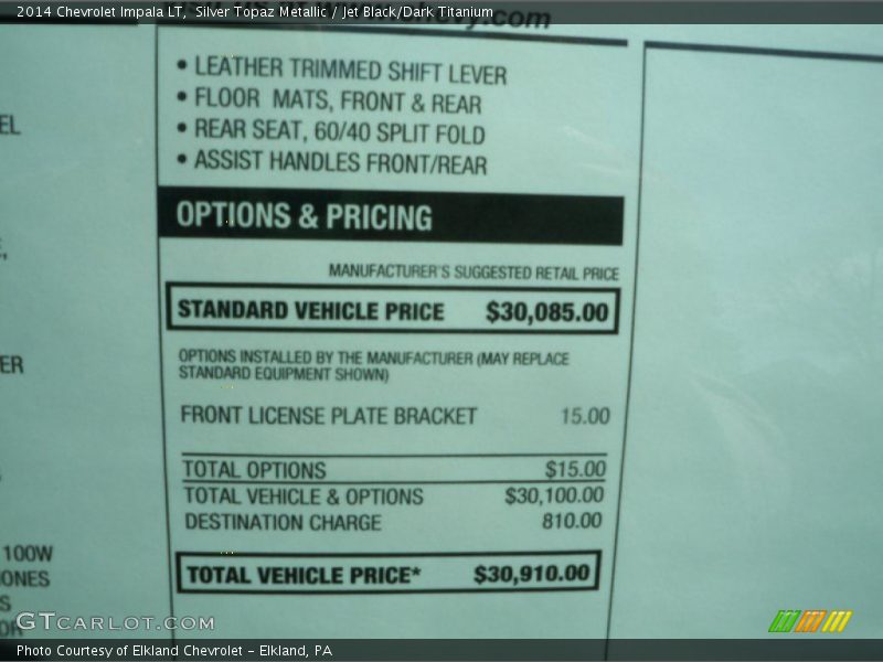 Silver Topaz Metallic / Jet Black/Dark Titanium 2014 Chevrolet Impala LT