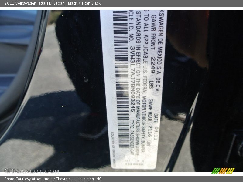 Black / Titan Black 2011 Volkswagen Jetta TDI Sedan