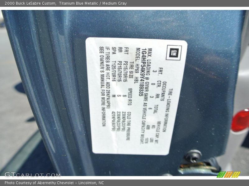 Titanium Blue Metallic / Medium Gray 2000 Buick LeSabre Custom