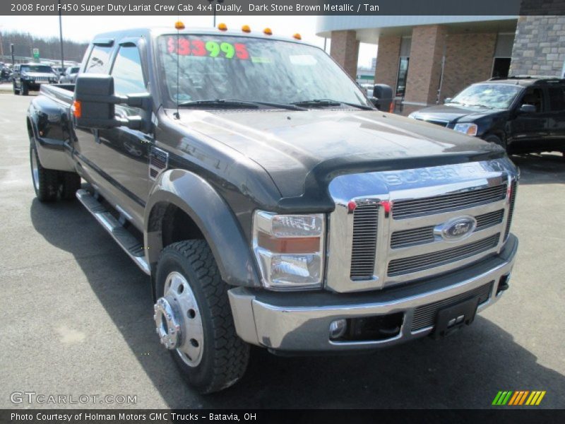 Dark Stone Brown Metallic / Tan 2008 Ford F450 Super Duty Lariat Crew Cab 4x4 Dually