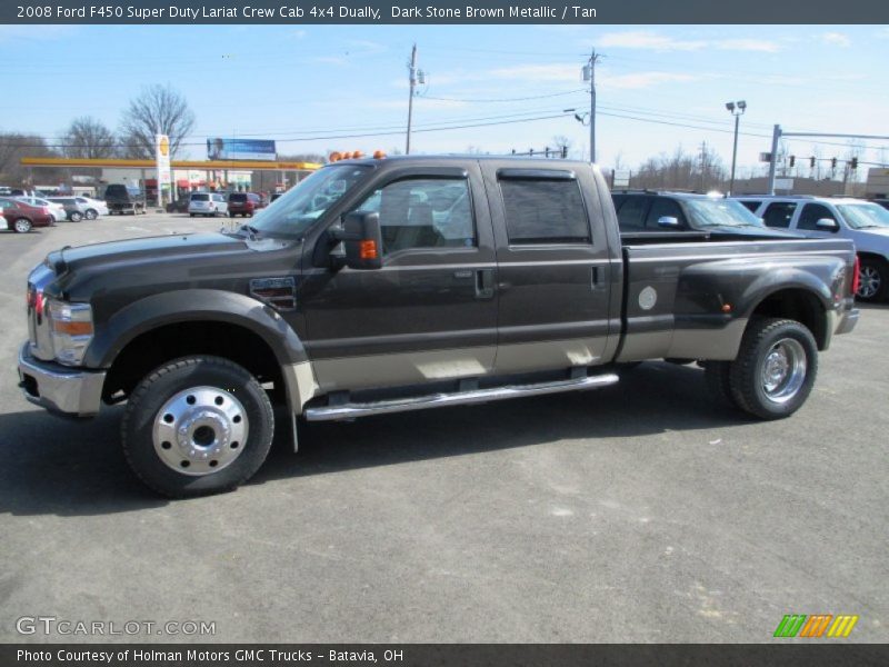 Dark Stone Brown Metallic / Tan 2008 Ford F450 Super Duty Lariat Crew Cab 4x4 Dually