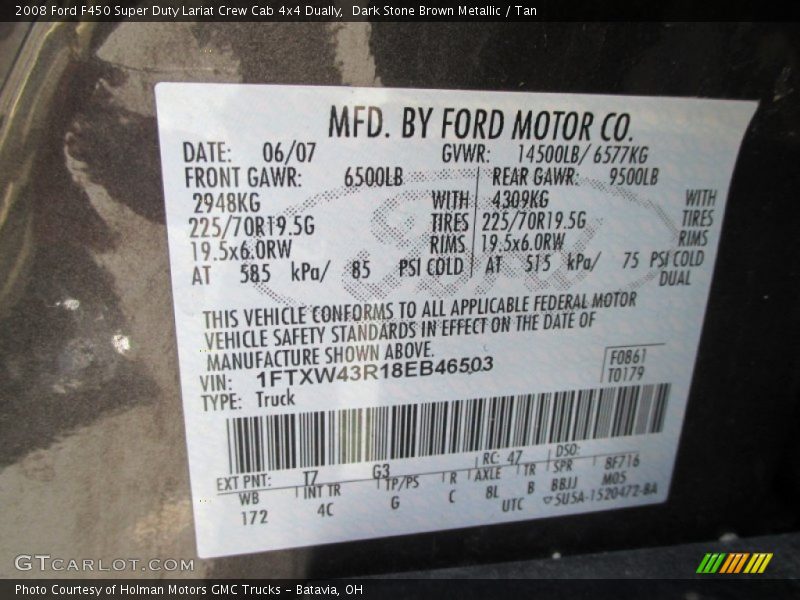 Dark Stone Brown Metallic / Tan 2008 Ford F450 Super Duty Lariat Crew Cab 4x4 Dually