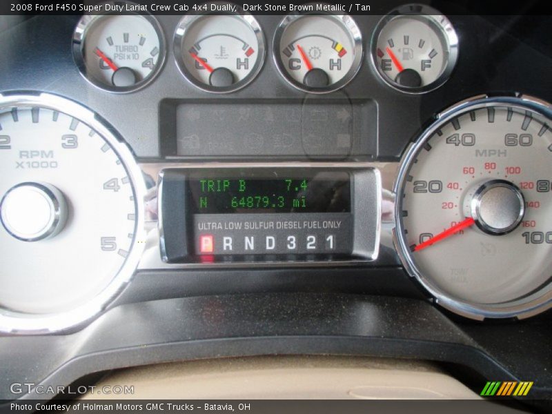 Dark Stone Brown Metallic / Tan 2008 Ford F450 Super Duty Lariat Crew Cab 4x4 Dually